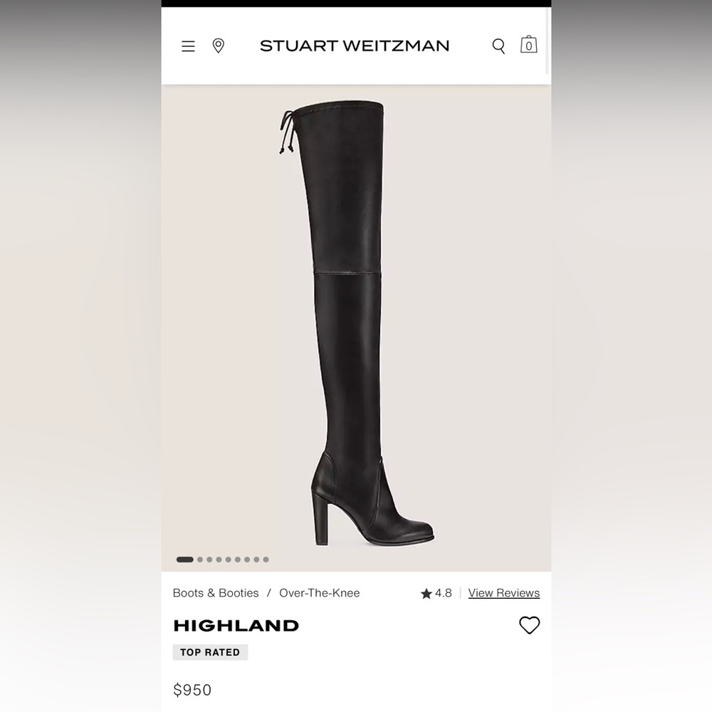 Stuart Weitzman Black Leather Thigh High Boots Over the Knee Highland Boot